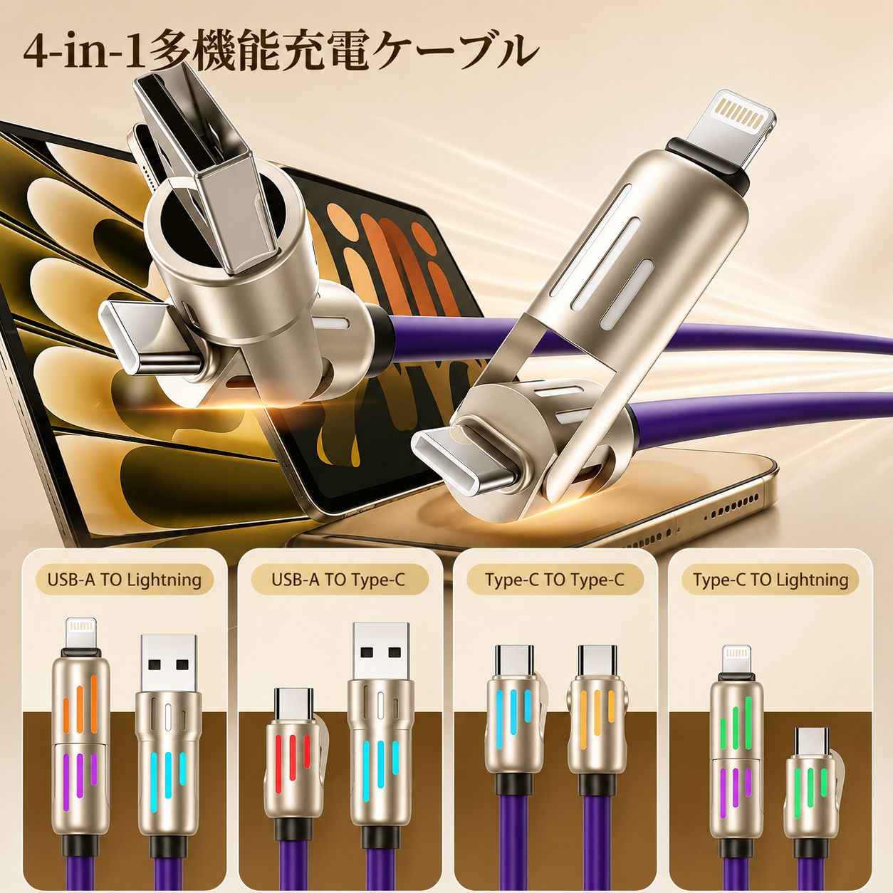 ChargeOne™ – 4in1急速充電ケーブル ⚡